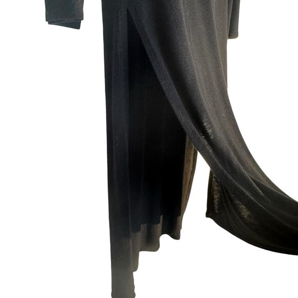 Womens Express Black High Low Midi Tunic Dress V Neck High Side Slits Size Large - Picture 5 of 7